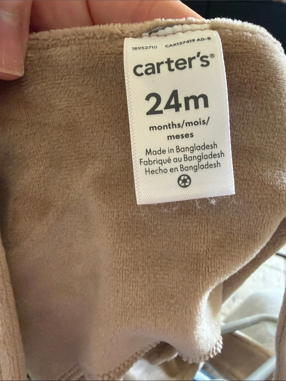 Carter's Tan Plush Bear Romper Overalls